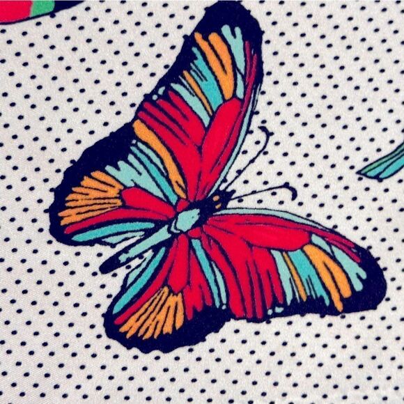 Vintage ECHO silk black white polka dot brilliant butterfly scarf 10” x 54” - Picture 6 of 8